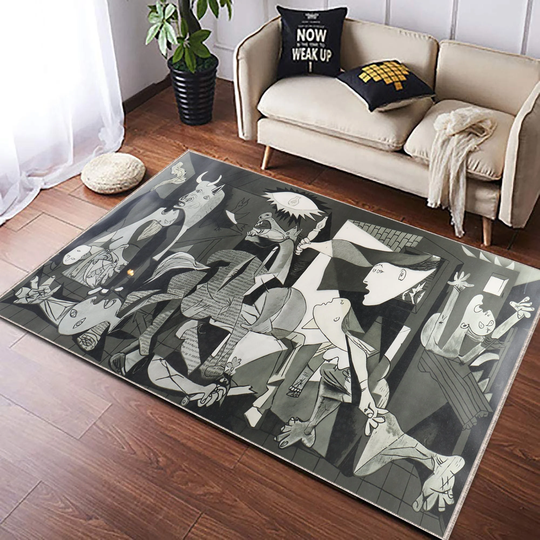 Picasso Guernica, Rug, Print Color Version Painting Coloroful Guernica Carpet, Decorative Wall Rug