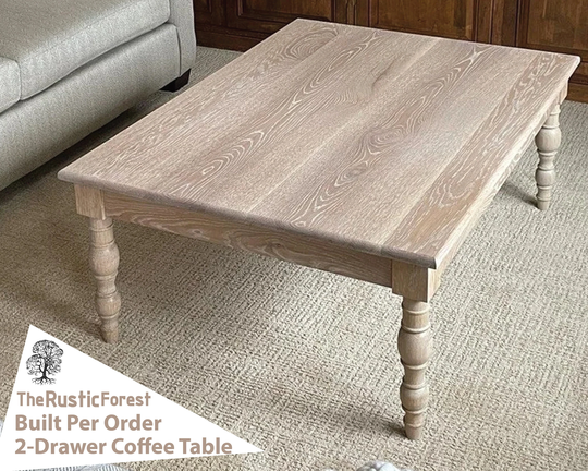 Traditional Farmhouse Coffee Table With Drawers/Living Room Handmade Sofa Table Wood Rustic Family Beach