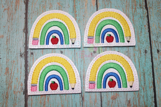 Glitter School Pencil Rainbow Felties, Wholesale Badge Reel Covers, Coffee Cozies