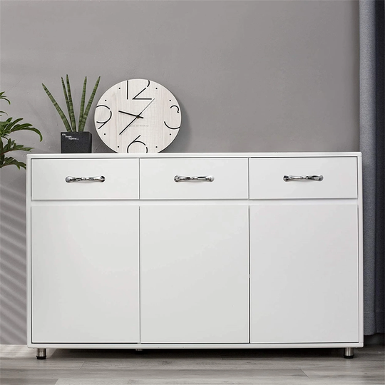 Cabinet,3 Drawer,3 Doors,Side Table,Storage Space,White