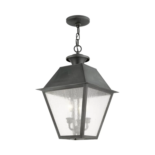 Livex Lighting Mansfield Charcoal Brass 3-light Outdoor Chain Lantern