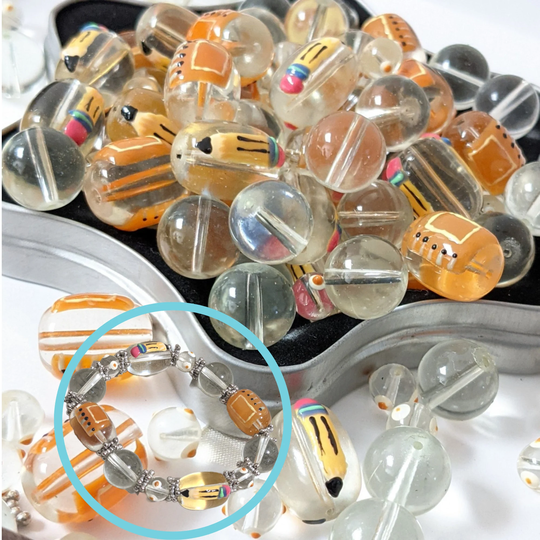 Glass Beads Bulk For Bracelet Making, Craft Diy Jewelry Supplies, School Pencil Notebook Journal Beads, Gift Beader, 140 Pcs