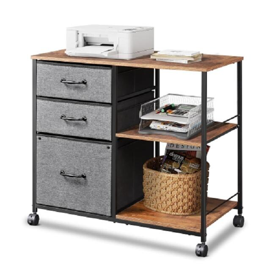 3 Drawer Mobile File Cabinet, Rolling Printer Stand with Open Storage Shelf, Fabric Lateral Filing Cabinet fits A4