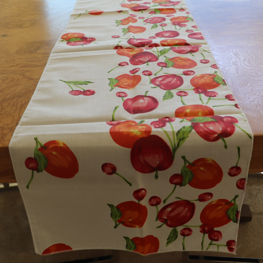 Apples Cherries Border Cotton Table Runner Home Décor/Wedding Party Events Birthday Display Dresser Coffee & Side