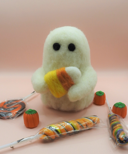 Candy Corn Wool Felted Ghost | Cute Halloween Decoration