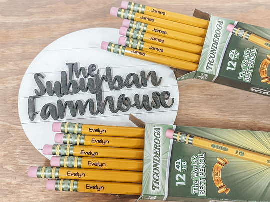 Engraved Colored Pencils - Personalized Pencil With Name 12 Pack Back To School Suburban Farmhouse