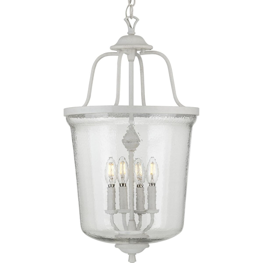 Bowman Collection Four-Light Cottage White Foyer Pendant - 25.200" x 16.550" x 16.550"
