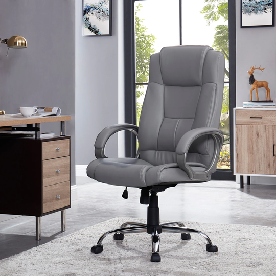 Halle Executive Office Chair High Back Executive Desk Chair with Armrests Lumbar Support, 360-Degree Swivel Leather Office Chair