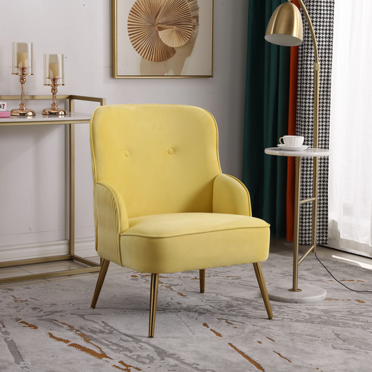 Nordic style Modern Velvet Wide Accent Chair Side Chair with Gold Metal Legs for Club Bedroom Living Room Meeting Room Office