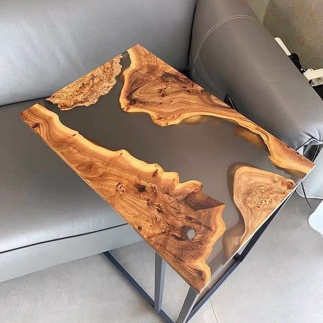C Side/End Table Wood Epoxy Resin River Rustic Live Edge Unique Custom Reclaimed Nest Sehpa Wooden Solid Slab Luxury Kitchen/Coffee