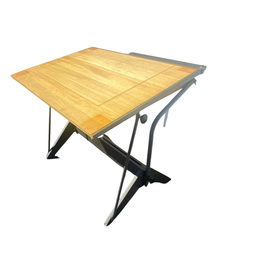 Vintage Mayline Drafting Table Adjustable Solid Wood/steel Base