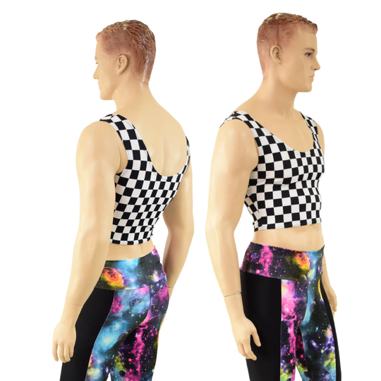 Mens Black & White Checkered Crop Top 157876