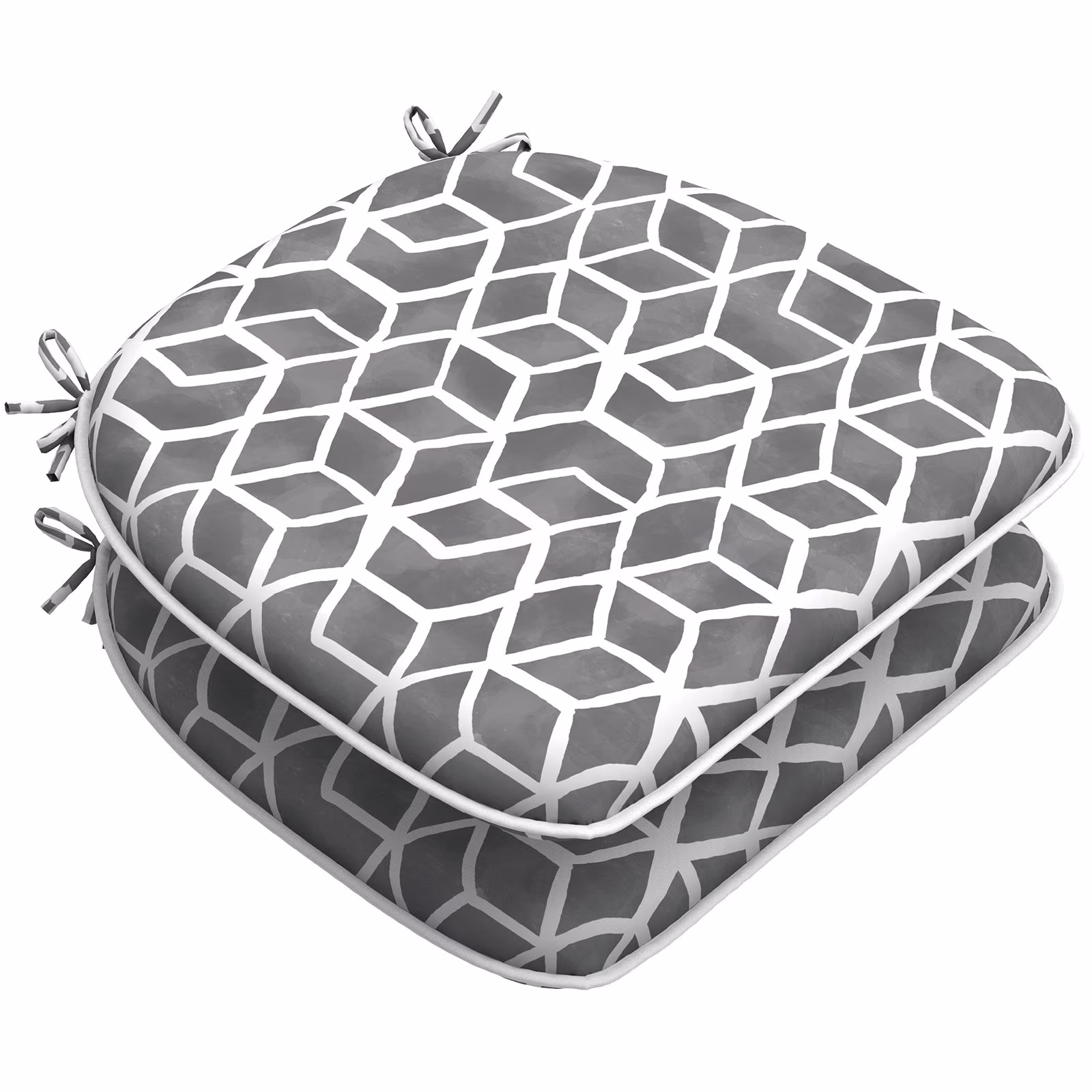 Indoor/Outdoor Chair Cushions Seat Cushion With Ties, Patio Pads 16" X 17"For Furniture Garden Home Kitchen Decoration Cube Grey