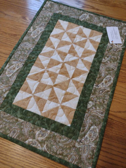 Quilted Table Runner Or Wall Hanging, Pinwheel Patchwork Runner, 16 X 23 1/2 Inches