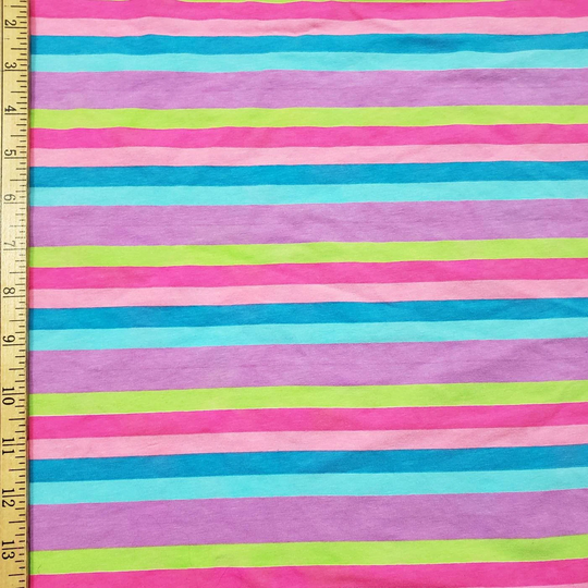 Bright Pastel Colors 3/8" Stripe Print 4 Way Stretch Cotton Spandex Fabric By The Yard