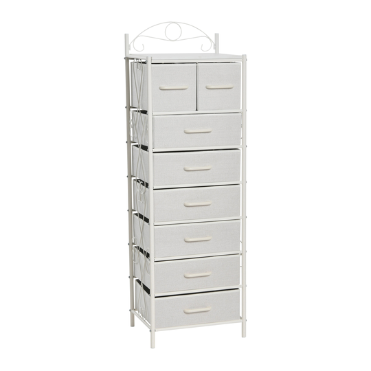 Storage Tower, 8 Drawer, Victorian Metal Frame and Neutral Color Drawers, Victoria Collection