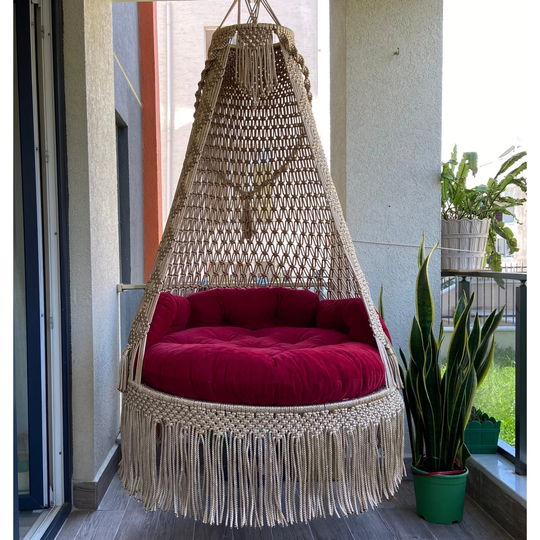 Macrame Swing Chair, Bohemian Hanging Hammıck Swing, Boho Custom Color Farmhause Gift