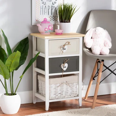 Red Barrel Studio® Studio Diella Modern And Contemporary Multi-Colored Wood 2-Drawer Storage Unit With Basket