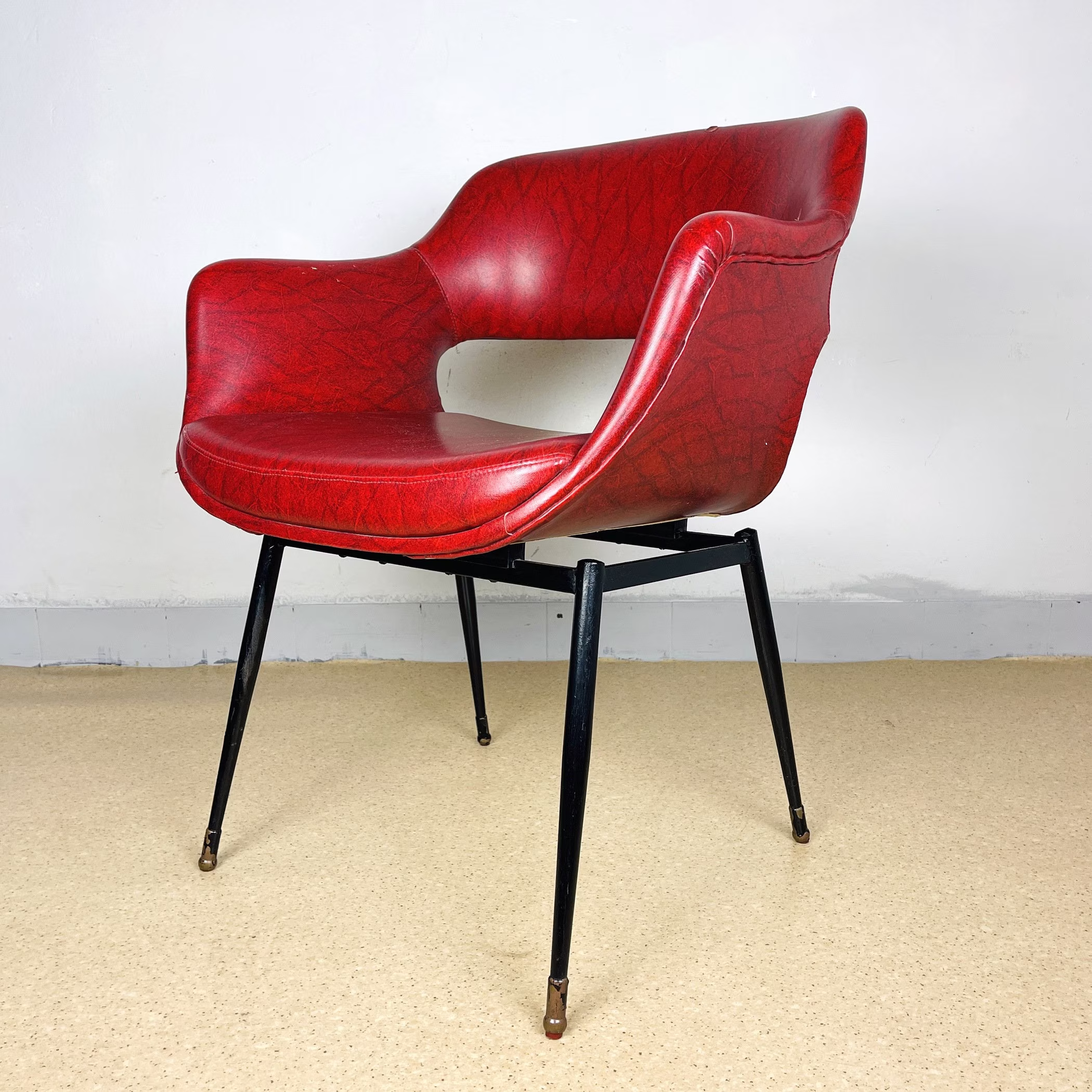 Mid-Century Red Desk Office Chair Italy 1960S Vintage Italian Furniture Home Egg