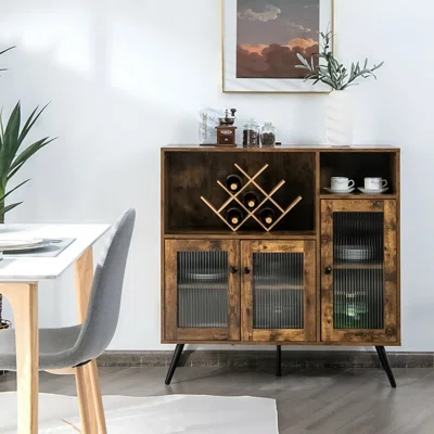 Kitchen Rustic Sideboard Buffet Storage Cupboard With Glass Door