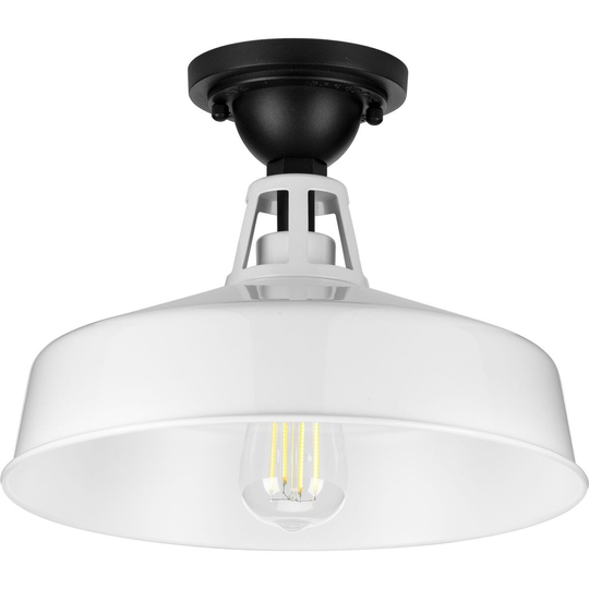 Cedar Springs Collection White One-Light Semi-Flush Mount - 12.870" x 15.600" x 15.600"