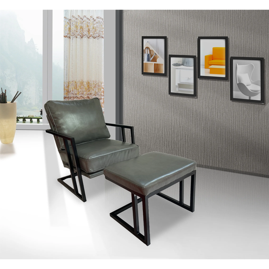 Sofa Chair Modern Style Soft Comfortable Lounge Chair with Stool Grey