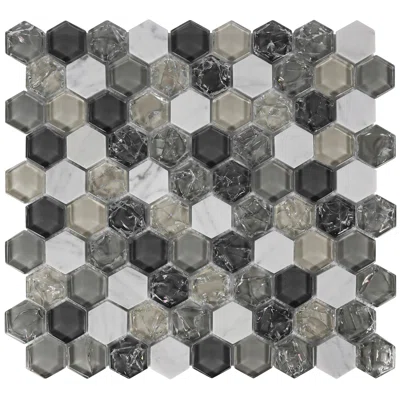 Piekos Beveled Glass Honeycomb Mosaic Wall Tile