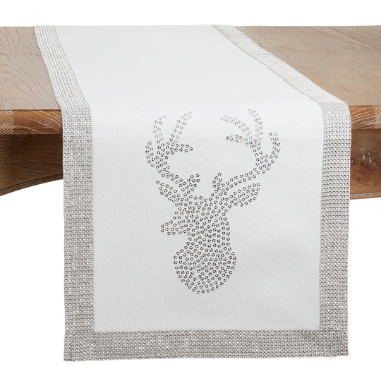 Table Runner With Sequin Reindeer Design
