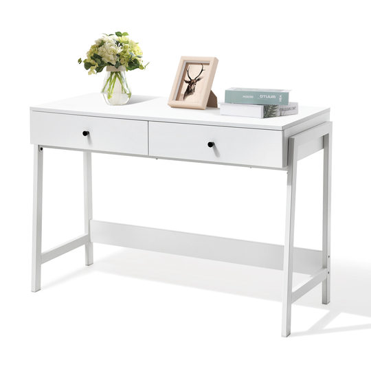 Crestlive Products 2-drawer Storage White MDF Office Writing Desk