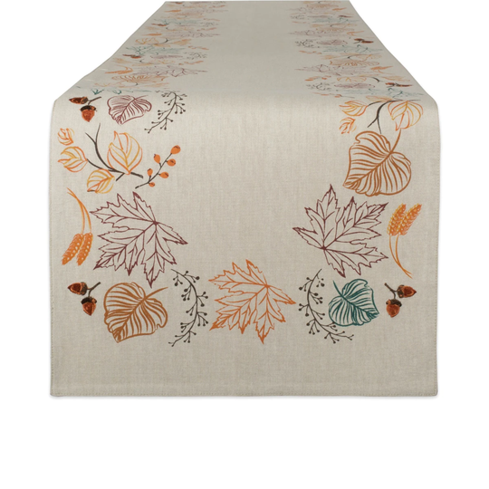 108" Beige and Brown Autumn Leaves Table Runner