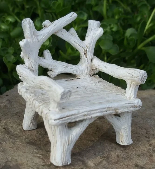Miniature White Fairy Garden Chair, 2 Inches Tall, Decor, Furniture, Deck Or Campfire Chair