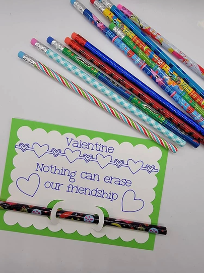 Pencil Valentine's Day Cards, Friendship Valentine Boy Kids Coloring Classroom