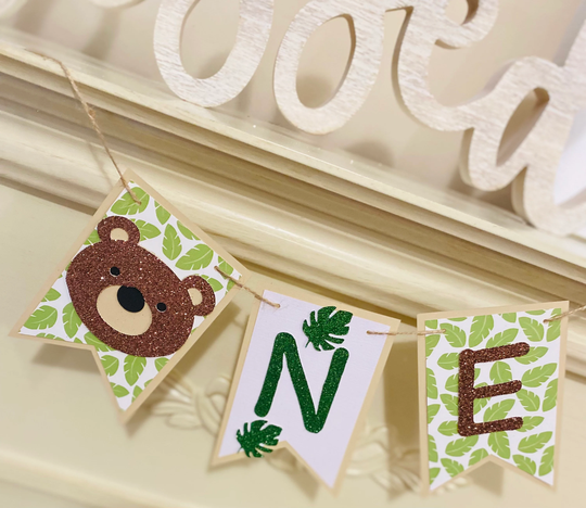 Teddy Bear High Chair Banner, First Birthday Wild One Birthday, Woodland First Safari Decorations