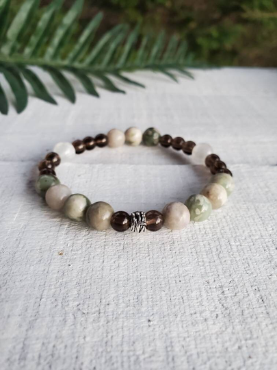 Peace Jade & Smoky Quartz Bracelet