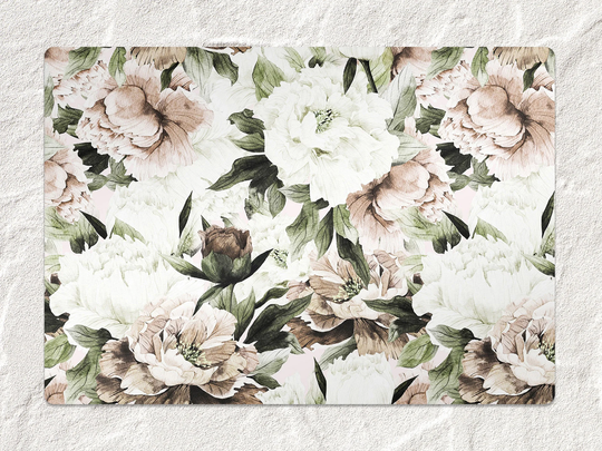Blooming Peonies Chair Mat, Pink Vinyl Floor Green Protective Floral Splat Pad, Office Room Rug, Gift Idea, Splash Mat