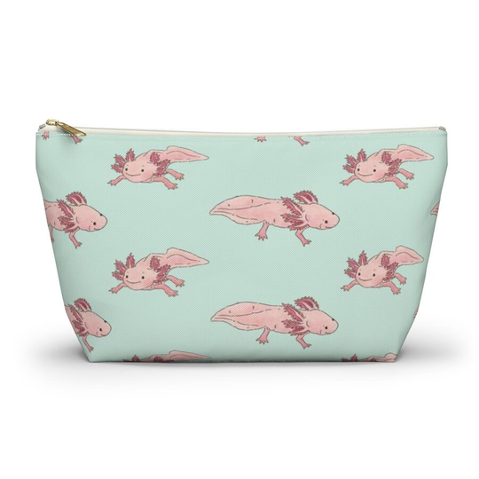 Axolotl Pouch, Pencil Case, Pet Custom Teacher Bridesmaid Cosmetic Bag, Salamander Zipper Makeup Accessory Pouch