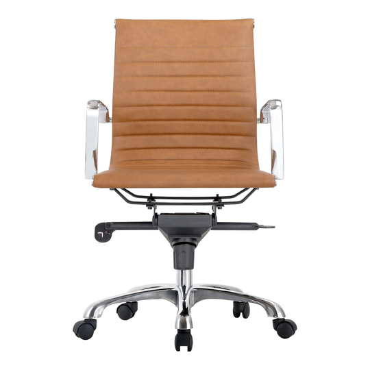 Aurelle Home Modern Ribbed Leather Low Back Office Swivel Chair