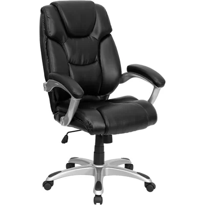 Ballance High Back LeatherSoft Layered Upholstered Office Chair w/Silver Nylon Base