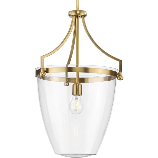 Parkhurst Collection One-Light New Traditional Brushed Bronze Clear Glass Pendant Light - 15.25 in x 15.25 in x 23.37 in
