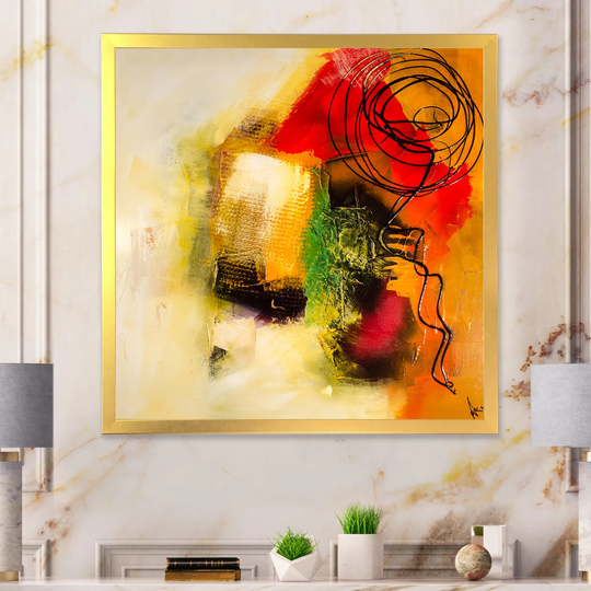 Designart 'Modern Energetic Color Dance' Modern Framed Wall Art