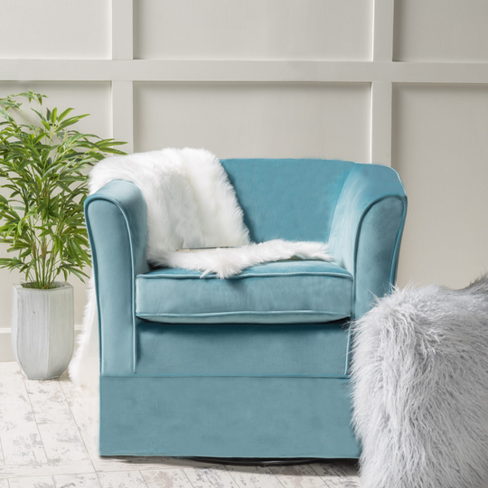 Cecilia Velvet Swivel Club Chair by Christopher Knight Home - 28.75" L x 28.00" W x 27.00" H