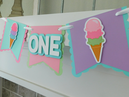 Ice Cream High Chair Banner, Party Decorations, Birthday Banner