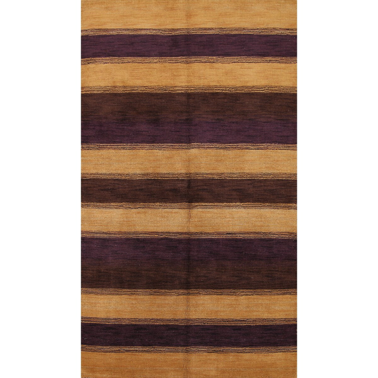 Striped Multi Color Gabbeh Modern Rug Hand-knotted Wool Carpet - 5'0" x 8'4"