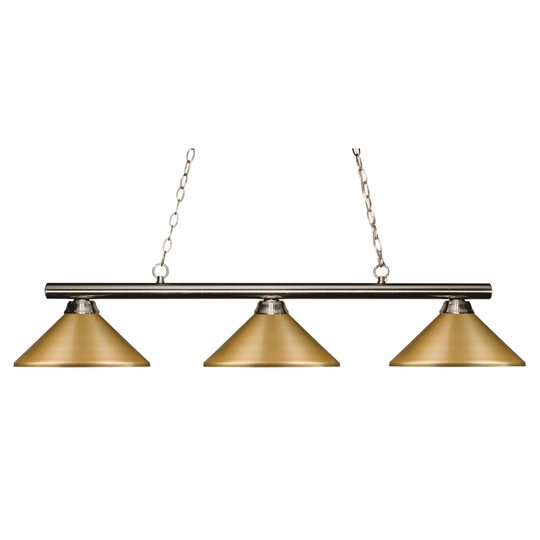 Avery Home Lighting Sharp Shooter Satin Gold 3 Light Billiard Light - Brushed Nickel