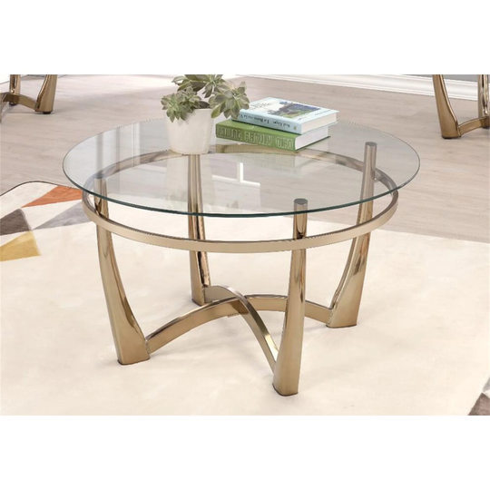 Coffee Table End Table Living Room Table Champagne & Clear Glass