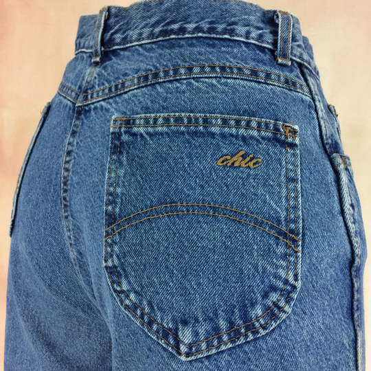 Size 27 Vintage Chic Jeans W27 L31 Ultra High Waisted Petite Western Classic Mom Hourglass Made in USA Waist 27"