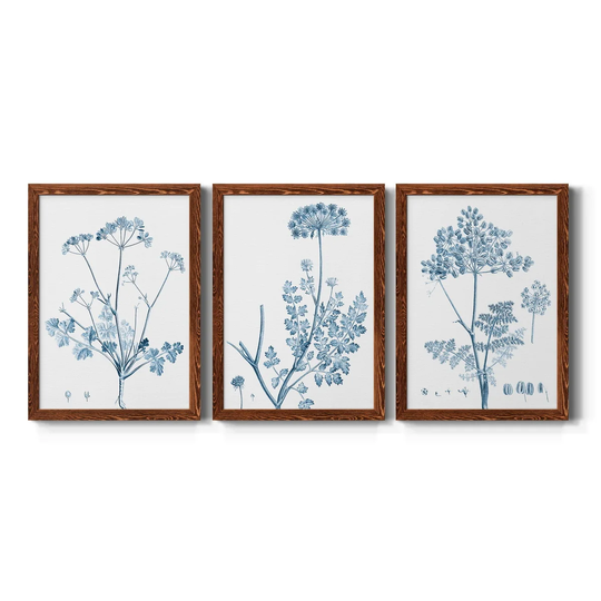Antique Botanical in Blue IV-Premium Framed Canvas - Ready to Hang - Multi-Color