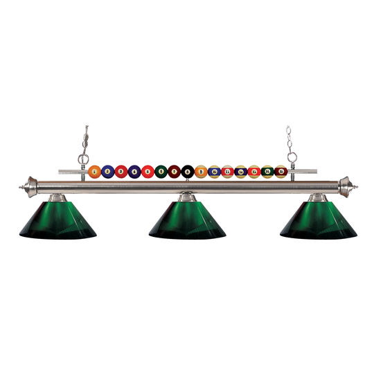 Avery Home Lighting Shark 3-light Island/Billiard Acrylic Green-finished Light - Green - Brushed Nickel