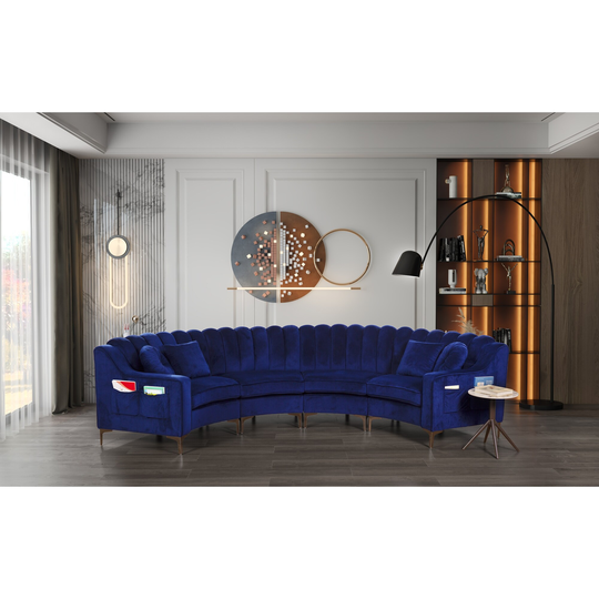 Velvet Curved Sofas & Couches 4 Seats Round shape for Living room - 142"