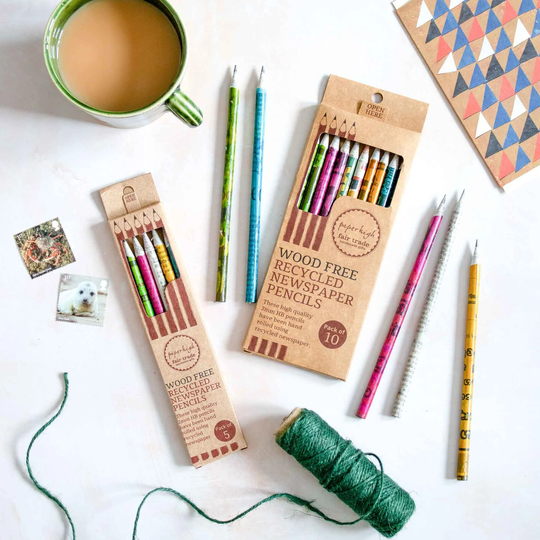 Recycled Newspaper Pencil Set - Of Pencils in Box Back To School Gift Sustainable Eco-Friendly No Wood